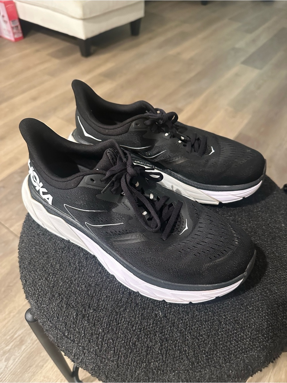 Hoka One One Black and White Men's Running Shoes